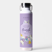 水彩春フローラ聖句パーソナライズされた ウォーターボトル (正面)