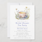 水彩春ブライダルシャワー茶パーティー 招待状 (正面)