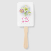 水彩春ヘレボレス結婚式プログラムファン ハンドファン (正面)