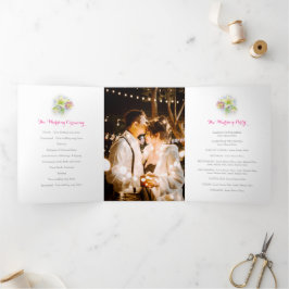 水彩春ヘレボ結婚ア花 三つ折りプログラム