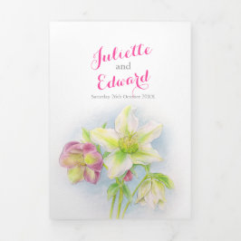 水彩春ヘレボ結婚ア花 三つ折りプログラム