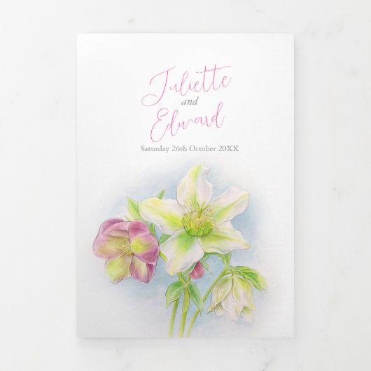 水彩春ヘレ結婚ボア花の写真 三つ折りプログラム (カバー)