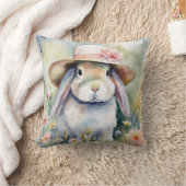 水彩春ボンネット付きバニー クッション (ブランケット)