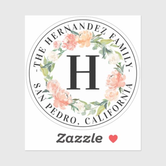 水彩春リースモノグラムファミリービジネス シール (シート)