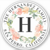 水彩春リースモノグラムファミリービジネス シール (正面)