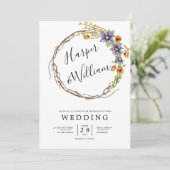 水彩春リース結婚ズ 招待状 (スタンド正面)