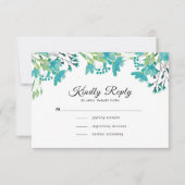 水彩春ワイルドフラワーウェディングRSVPカード 出欠カード (正面)