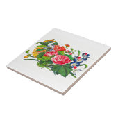 水彩春ワイルドフラワーブーケと蝶 タイル (側面)