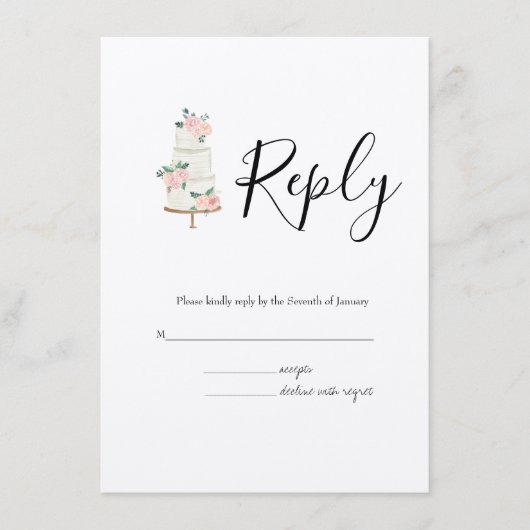 水彩春植物学RSVP結婚's エンクロージャーカード (正面)