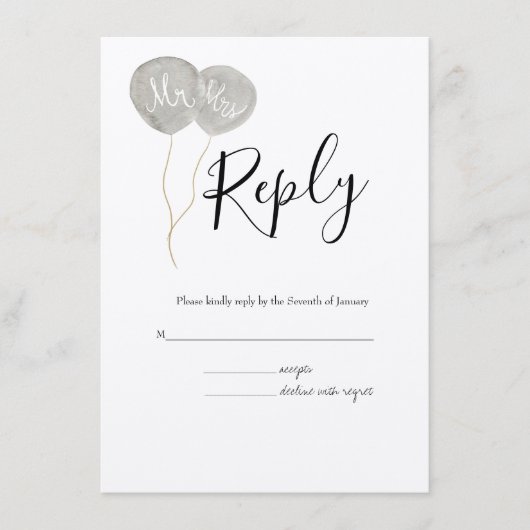 水彩春植物学RSVP結婚's エンクロージャーカード (正面)