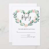 水彩春植物学RSVP結婚's エンクロージャーカード (正面/裏面)