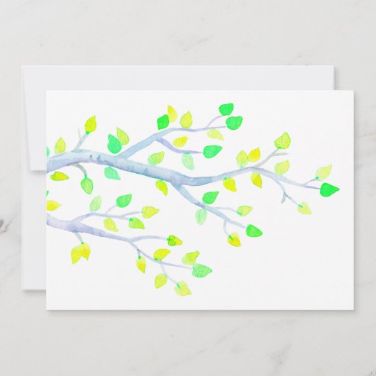 水彩春樺の木ツリー結婚式の日付を保存 セーブザデート (裏面)