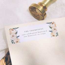 水彩春牡丹名前をカスタムする差出人住所 ラベル