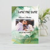 水彩春緑の保存日付 招待状 (スタンド正面)