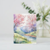 水彩春自然シーン ポストカード (スタンド正面)