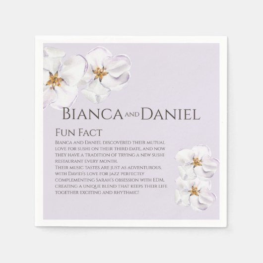 水彩春花おもしろいファクトカップル スタンダードカクテルナプキン (正面)