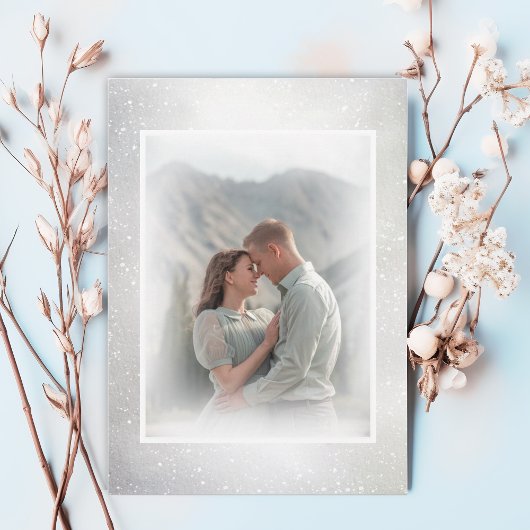 水彩春花写真結婚式招待状 招待状