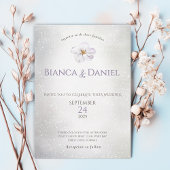 水彩春花写真結婚式招待状 招待状