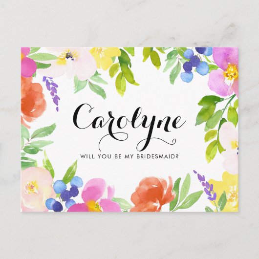 水彩春開花は私の花嫁になる インビテーションポストカード (正面)