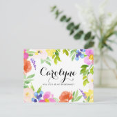 水彩春開花は私の花嫁になる インビテーションポストカード (スタンド正面)