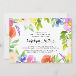 水彩春開花ブライダルシャワー招待 招待状