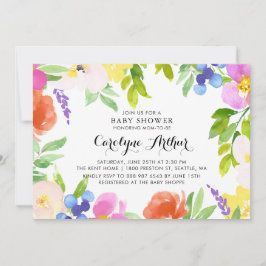 水彩春開花ベビーシャワー招待状 招待状
