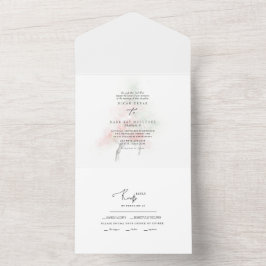 水彩春開花木 オールインワン招待状