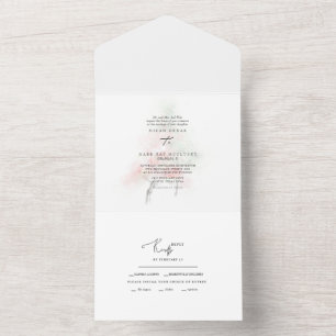 水彩春開花木 オールインワン招待状