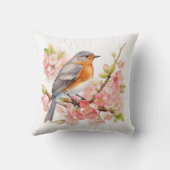 水彩春鳥類と開花 クッション (裏面)