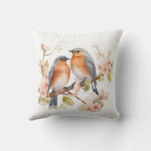 水彩春鳥類と開花 クッション (裏面)