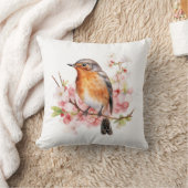 水彩春鳥類と開花 クッション (ブランケット)