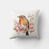 水彩春鳥類と開花 クッション (裏面)