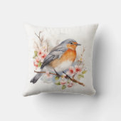 水彩春鳥類と開花 クッション (裏面)