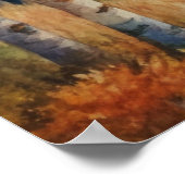 水彩景観秋の森と山 ポスター (角)