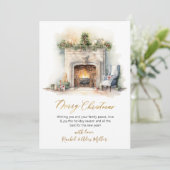 水彩暖炉ノンフォトクリスマスカード シーズンカード (スタンド正面)