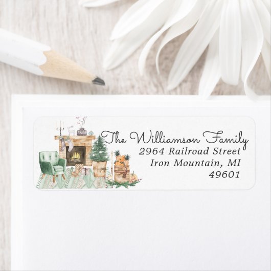 水彩暖炉 |クリスマス差出人住所 ラベル (インサイチュ)