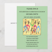 水彩曲芸ダンスお祝い誕生日 招待状 (正面/裏面)