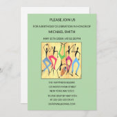 水彩曲芸ダンスお祝い誕生日 招待状 (正面/裏面)