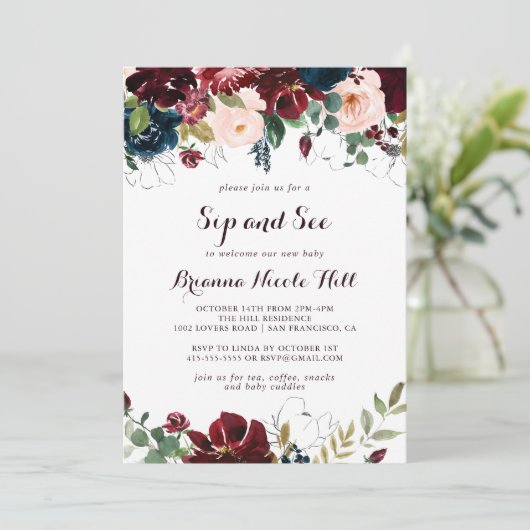 水彩書図解入りの、写真付きの道のsipと参照 招待状 (スタンド正面)