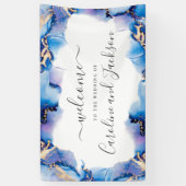 水彩書道の結婚ウェルカムバナー 横断幕 (縦)