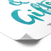 水彩書道ビーチカードとギフトサイン ポスター (角)