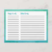 水彩書道ブライダルシャワーレシピカード ポストカード (裏面)