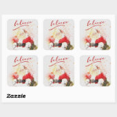 水彩書道付きサンタク信じロース スクエアシール (シート)