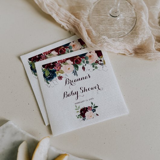 水彩書道図解入りの、写真付きの赤ちゃんシャワー スタンダードカクテルナプキン