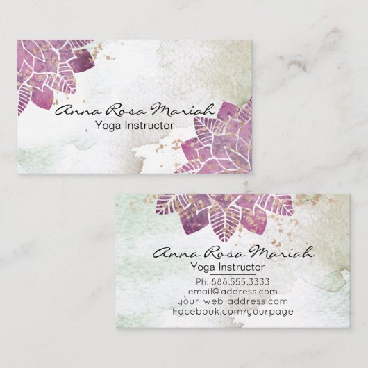 *～*水彩曼荼羅グリッター癒しヨガ霊気 名刺 (正面/裏面)