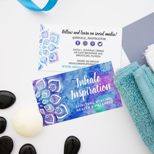 水彩曼荼羅形而上学的ヨガソーシャルメディア 名刺