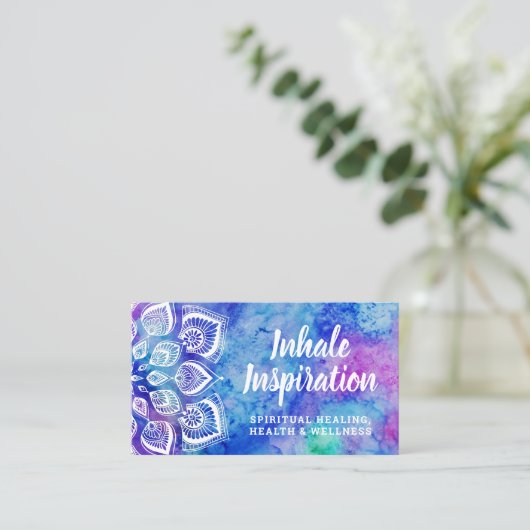 水彩曼荼羅形而上学的ヨガソーシャルメディア 名刺 (スタンド正面)