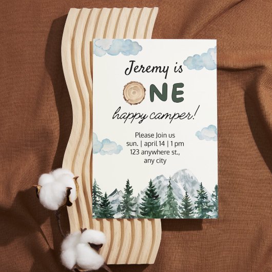 水彩最初の誕生日アウトドア招待状 招待状