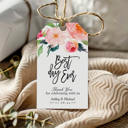 水彩最高のフローラデイエバーサンキュー結婚ズ ギフトタグ