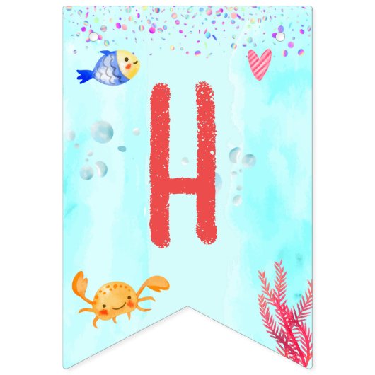 水彩最高の誕生日シャークバースデーパーティー バンティングフラッグ (第2の旗)